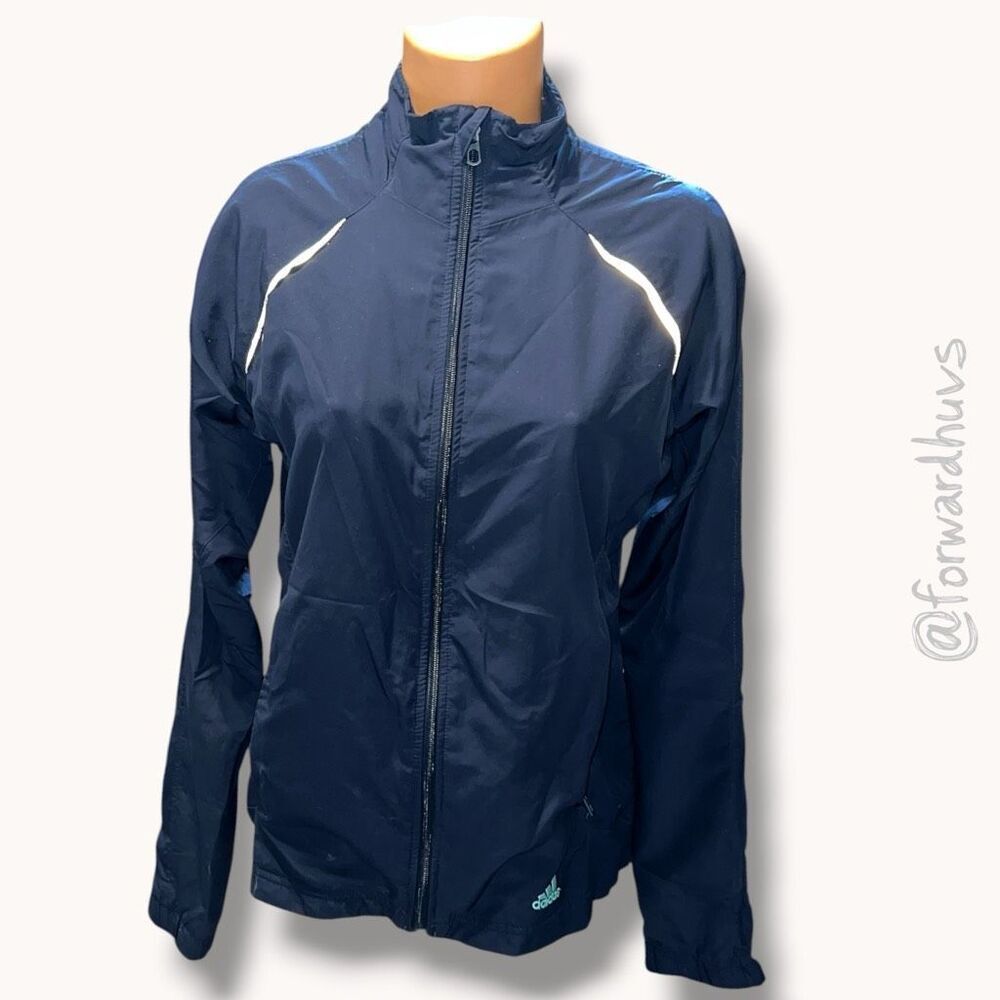 🅾️ Adidas Climaproof Windbreaker Jacket Black Reflective Women’s US Medium
